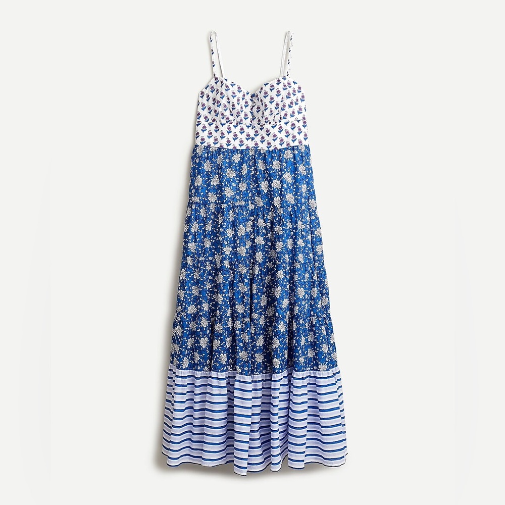 J Crew Button Front Maxi Dress in Mixed Block Print prints- size 10